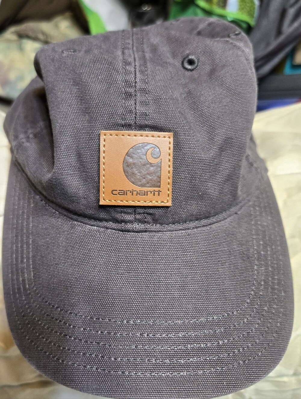Unisex Carhartt Leather Patch Soft Crown Canvas Hat